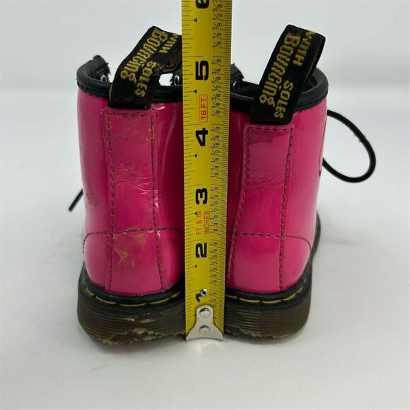 Dr. Martens Brooklee Kids Toddler Lace Up Boots Hot Pink Patent Leather Size 7 - Picture 9 of 12